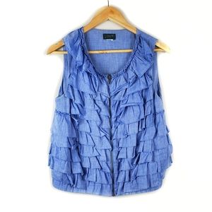 J. Crew Zipper Front Ruffle Top Size Medium